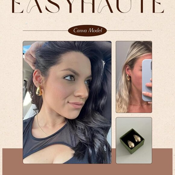 Hypoallergenic Gold-Silver Teardrop Hoops - 7cm Lightweight Earrings for Women - Picture 3 of 5